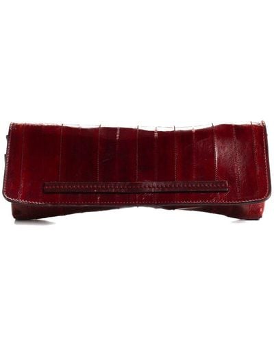 Gucci Eel Leather Envelope Clutch (Authentic Pre-Owned) - Red
