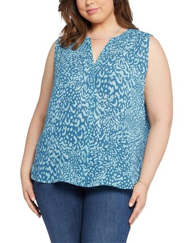 NYDJ Plus Pintuck Blouse - Blue