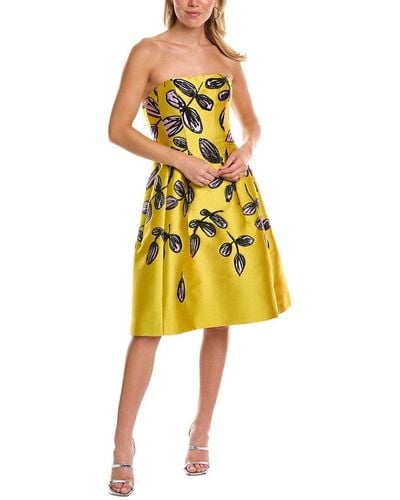 Oscar de la Renta Degrade Silk-blend A-line Dress - Yellow