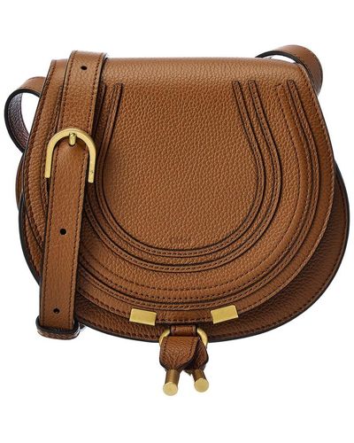 Chloé Chloe Brown Small Leather Marcie Crossbody Bag Beige ref.139923 -  Joli Closet