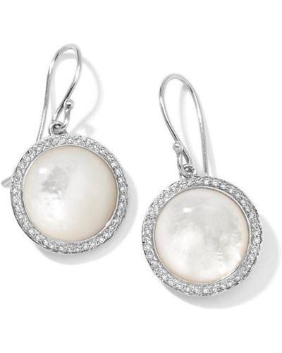 Ippolita "Scultura" 13.34 Ct. Tw. Diamond & Cabochon Mother-Of-Pearl Dropearrings - White