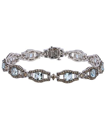 Le Vian Le Vian 14k 7.65 Ct. Tw. Diamond & Sea Blue Aquamarine Bracelet - White