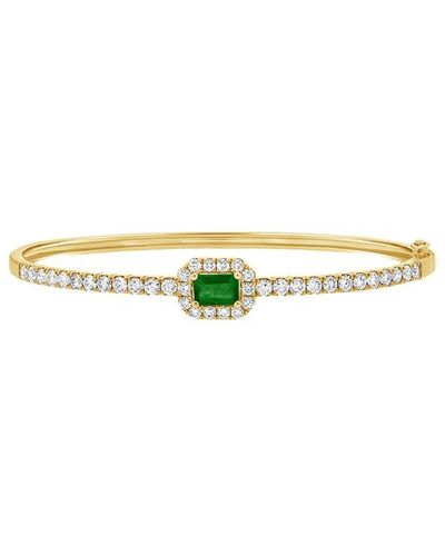 Sabrina Designs 14k 1.47 Ct. Tw. Diamond & Emerald Bangle Bracelet - White