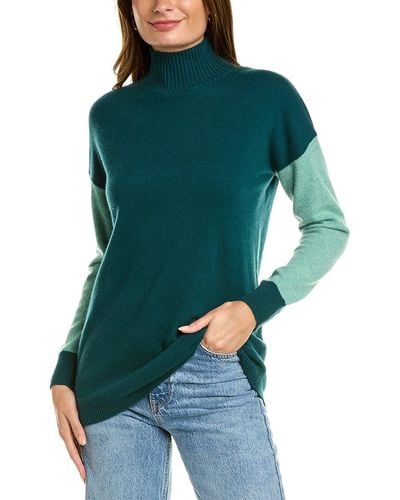 Sofiacashmere Colorblock Cashmere Tunic Sweater - Green