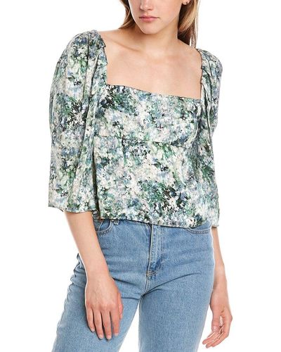 Vince Painted Floral Top - Green