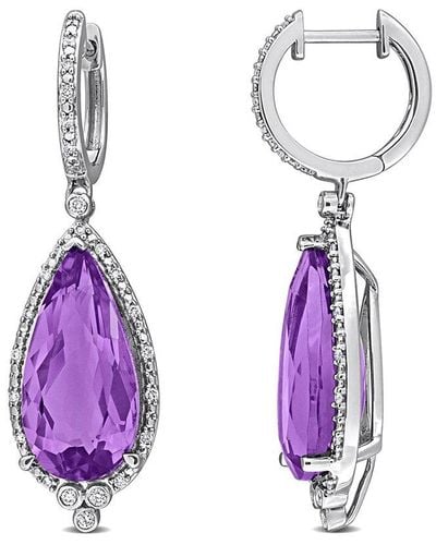 Rina Limor 10k 9.24 Ct. Tw. Diamond & Amethyst Earrings - Purple