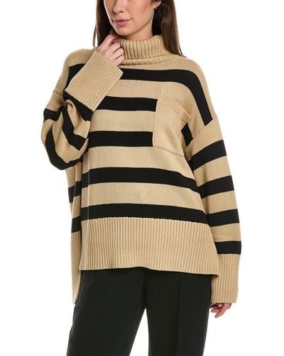 Lafayette 148 New York Striped Silk-blend Sweater - Natural