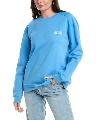 Ganni Drop-shoulder Sweatshirt - Blue