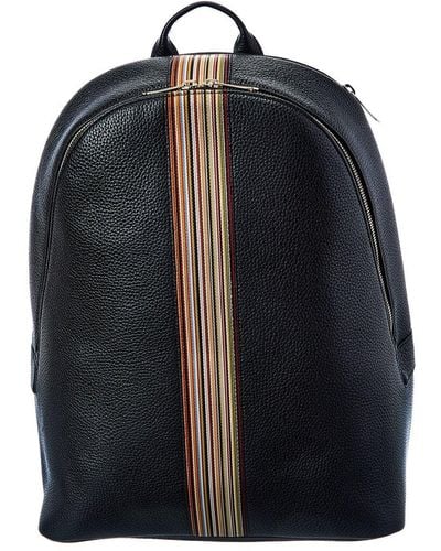 Paul Smith Signature Stripe Leather Backpack - Black