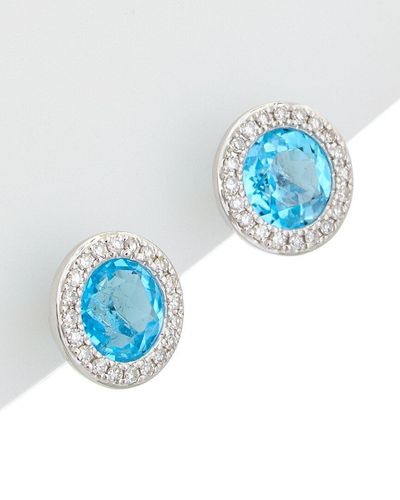 Diana M. Jewels 14K 0.11 Ct. Tw. Diamond & Gemstone Earrings - Blue