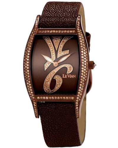 Le Vian Leather Diamond Watch - Brown