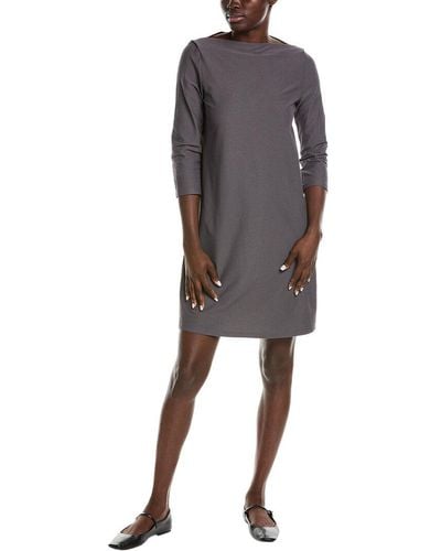 Eileen Fisher Bateau Neck Mini Dress - Gray