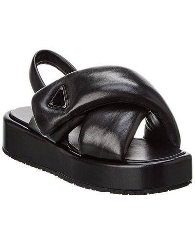 Prada Soft Padded Leather Sandal - Black