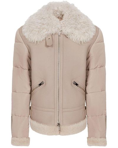 Reiss Solene Quilted Shearling Jacket - Natural