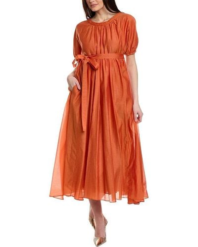 Max Mara S Fresia Silk-blend Maxi Dress - Orange
