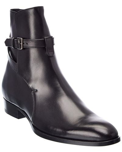 Saint Laurent Wyatt 30 Jodhpur Leather Boot - Black