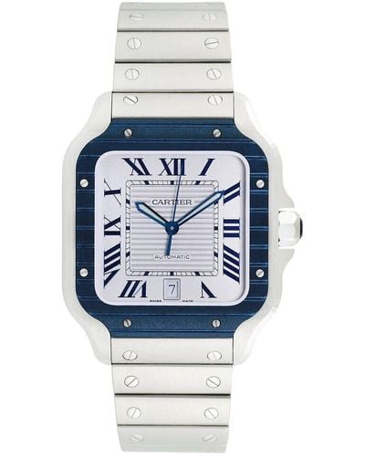 Cartier Santos De Large Watch, Circa 2000S (Authentic Pre-Owned) - Blue
