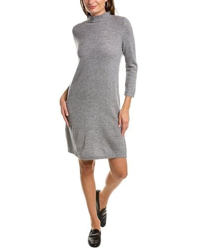Forte Ruffle Neck Cashmere Sweaterdress - Grey