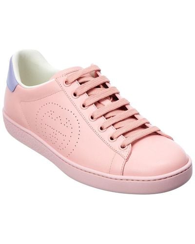 Gucci Women's New Ace Perforated Leather Sneakers - Pink