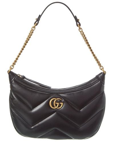 Gucci Gg Marmont Small Leather Shoulder Bag - Black