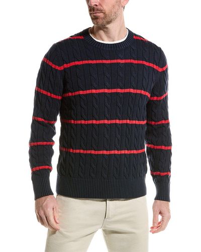 Brooks Brothers Thin Stripe Crewneck Sweater - Blue