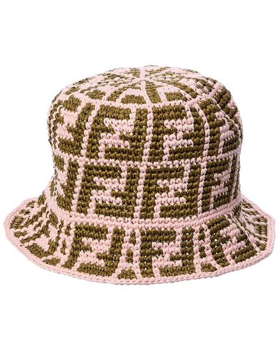 Fendi Ff Raffia Bucket Hat - Pink
