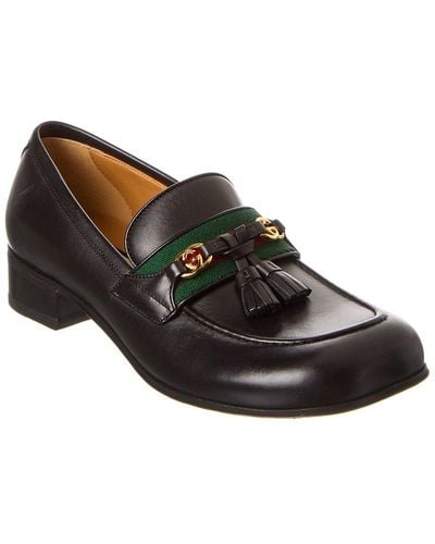 Gucci Web Interlocking G Leather Loafer - Black