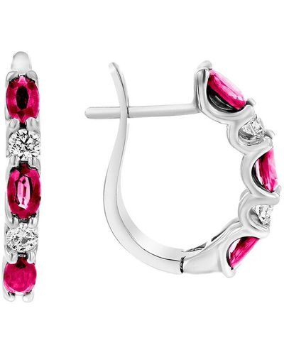 Diana M. Jewels Fine Jewelry 14k 2.00 Ct. Tw. Diamond & Ruby Hoops - Pink