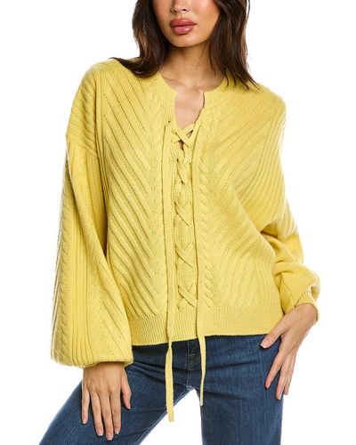 Tahari Balloon Sleeve Wool-blend Jumper - Yellow