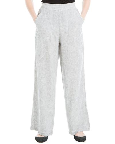 Max Studio Easy Leg Linen-blend Pant - Gray