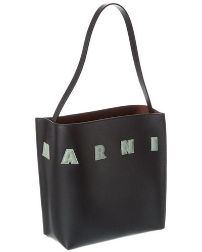 Marni Marini Museo Leather Hobo Bag - Black