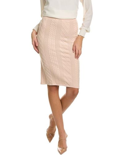 T Tahari Pull-on Cable Pencil Skirt - Natural