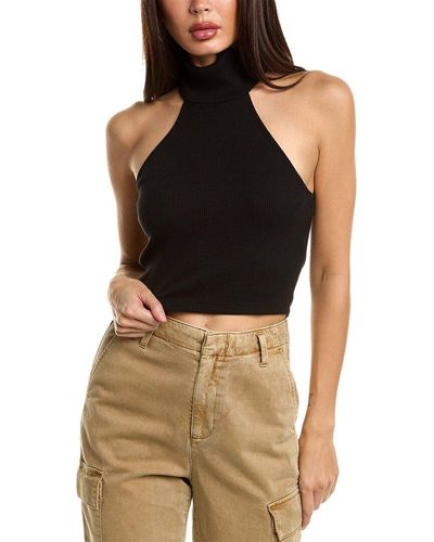 The Range Cropped T-neck Top - Black