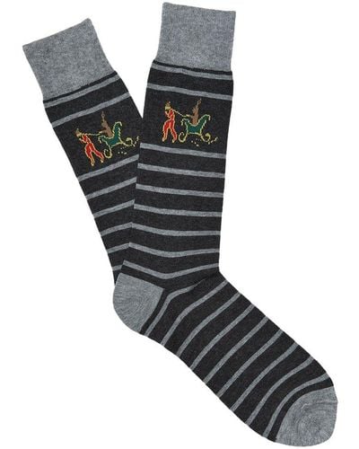J.McLaughlin Santa Sleigh Stripe Socks - Black