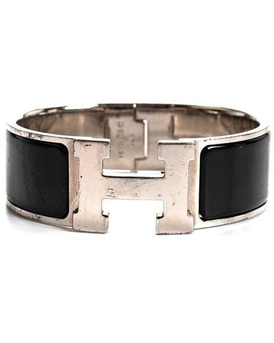 Hermès Palladium Clic Clac H Enamel Bracelet (Authentic Pre-Owned) - Black