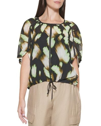 DKNY Printed Ruched Top - Green
