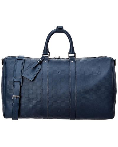 Louis Vuitton Limited Edition Navy Damier Infini Canvas Keepall 45 Bandouliere - Blue