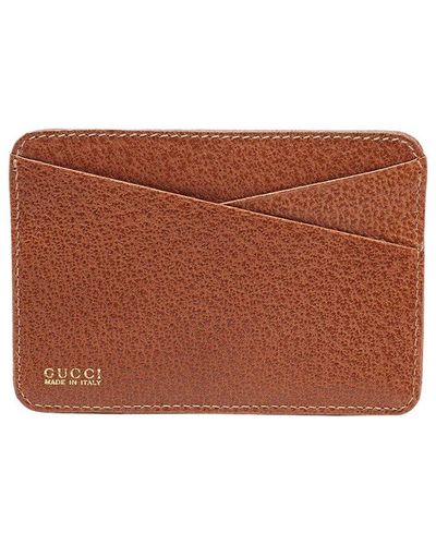 Gucci Leather Card Holder (Authentic Pre-Owned) - Brown