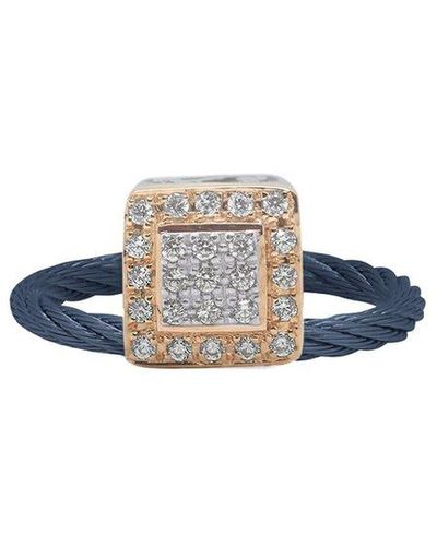 Alor Classique 18k Rose Gold 0.16 Ct. Tw. Diamond Cable Ring - Blue