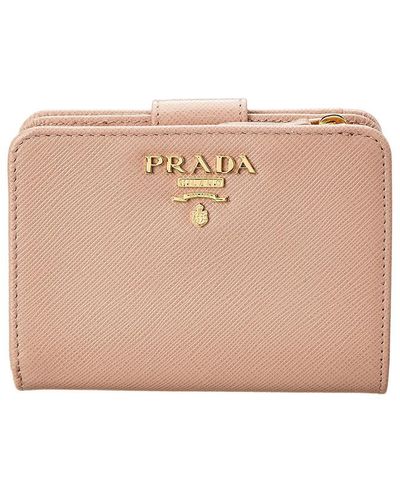 Prada Saffiano Leather French Wallet - Natural