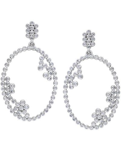 Genevive Jewelry Silver Cz Oval Earrings - White