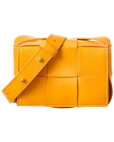 Bottega Veneta Cassette Leather Crossbody - Orange