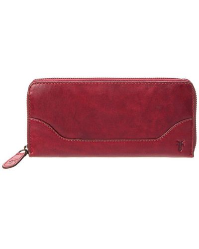 Frye Melissa Zip Leather Wallet - Red