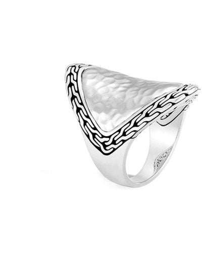 John Hardy Classic Chain Silver Hammered Ring - White