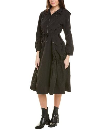Gracia Rain Coat Midi Dress - Black