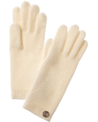 Bruno Magli Honeycomb Stitch Cashmere Gloves - Natural