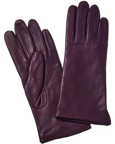 Lord + Taylor Cashmere-lined Leather Gloves - Purple