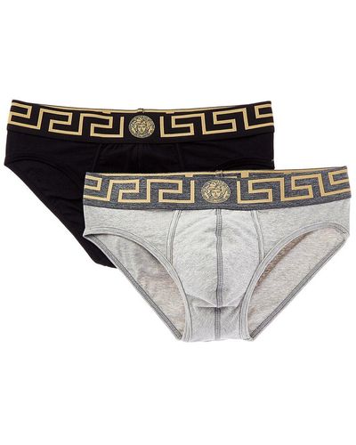 NIB Versace Mens Greca Border Thong Brief underwear Black Size 7 X-Large
