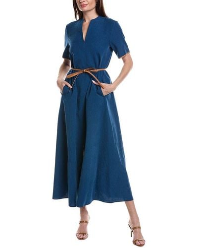 Lafayette 148 New York Raleigh Linen Dress - Blue