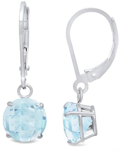 MAX + STONE Max + Stone Silver 3.60 Ct. Tw. Aquamarine Dangle Earrings - Blue